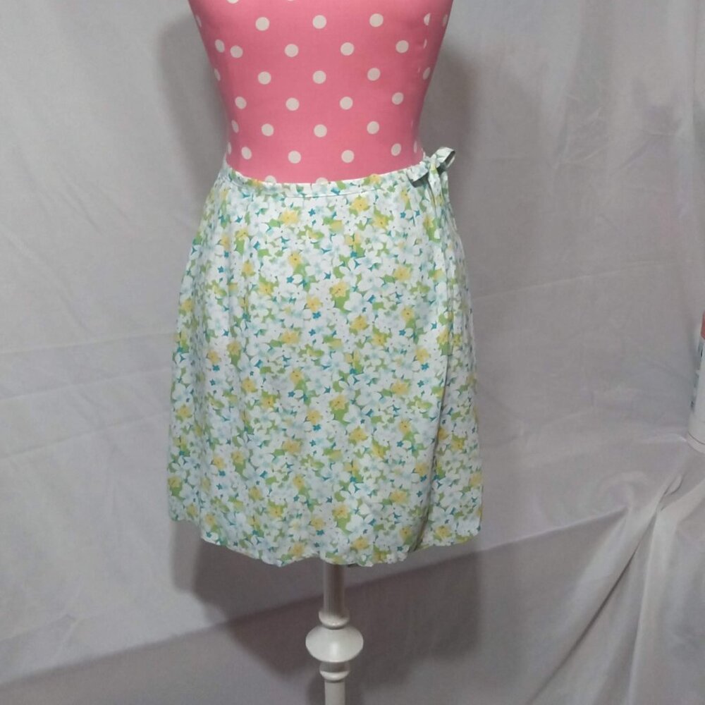 Vintage GAP tie wrap lined skirt turquoise yellow white size XS 90s-00s